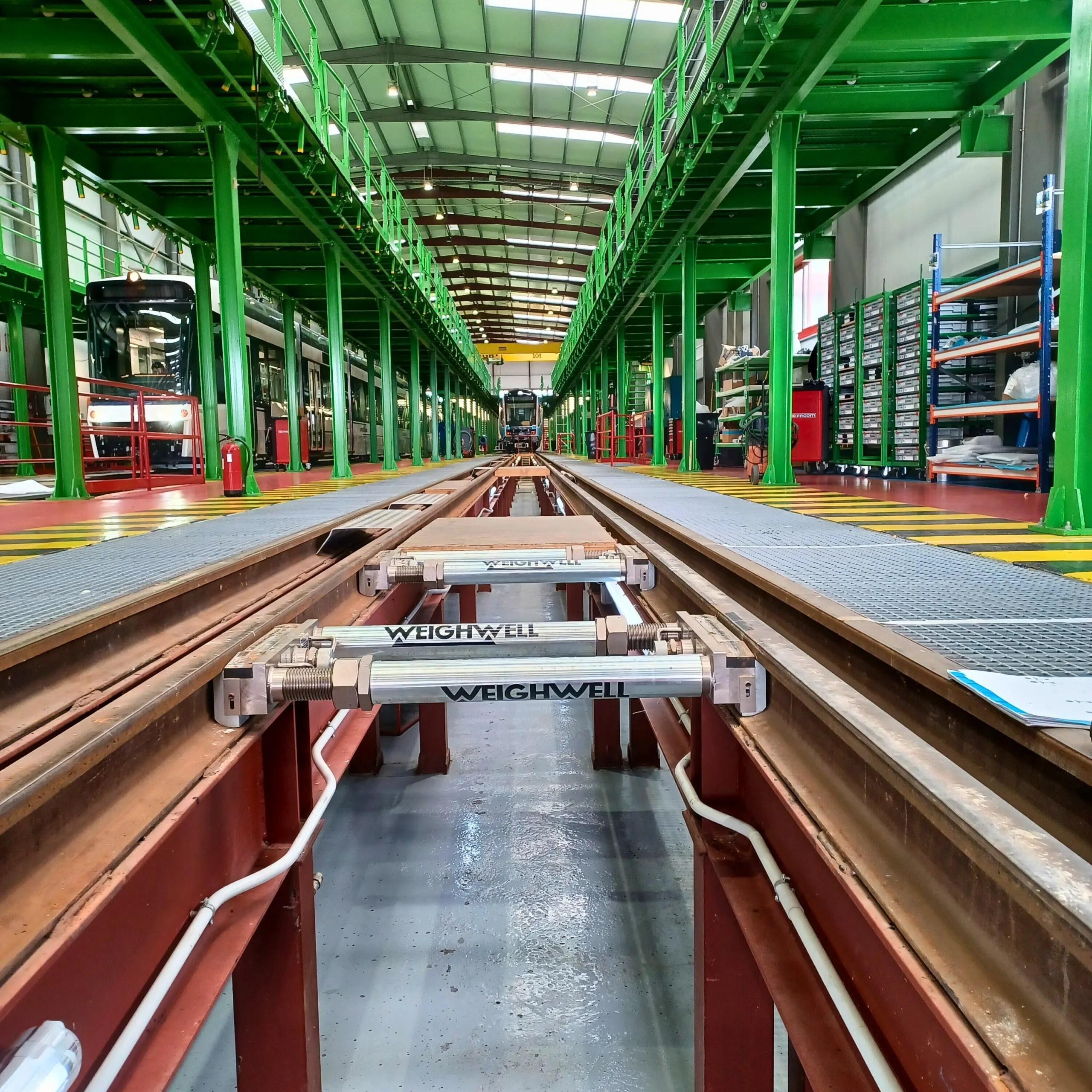 Bogie Weighing System installed inside a rail maintenance depot Bogie Weighing System installed inside a rail maintenance depot