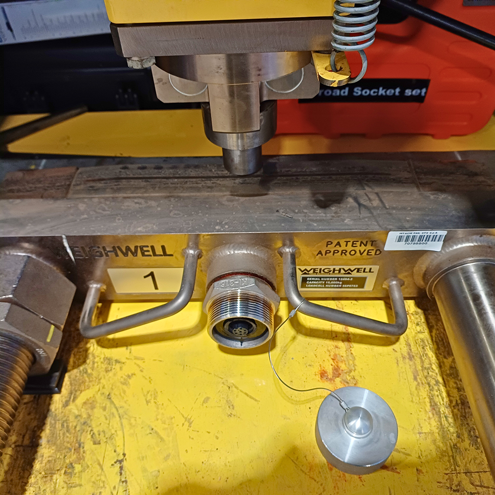Portable train weigher being calibrated Portable train weigher being calibrated